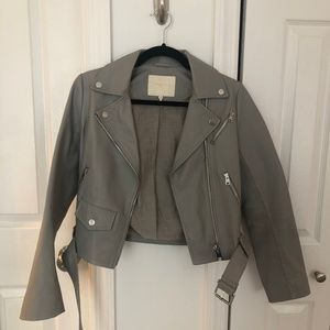 Maje Gray Leather Jacket FR SZ 36 / XS